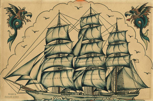 Sailor Jerry Sailing Ship Flash Sheet - BookMistress