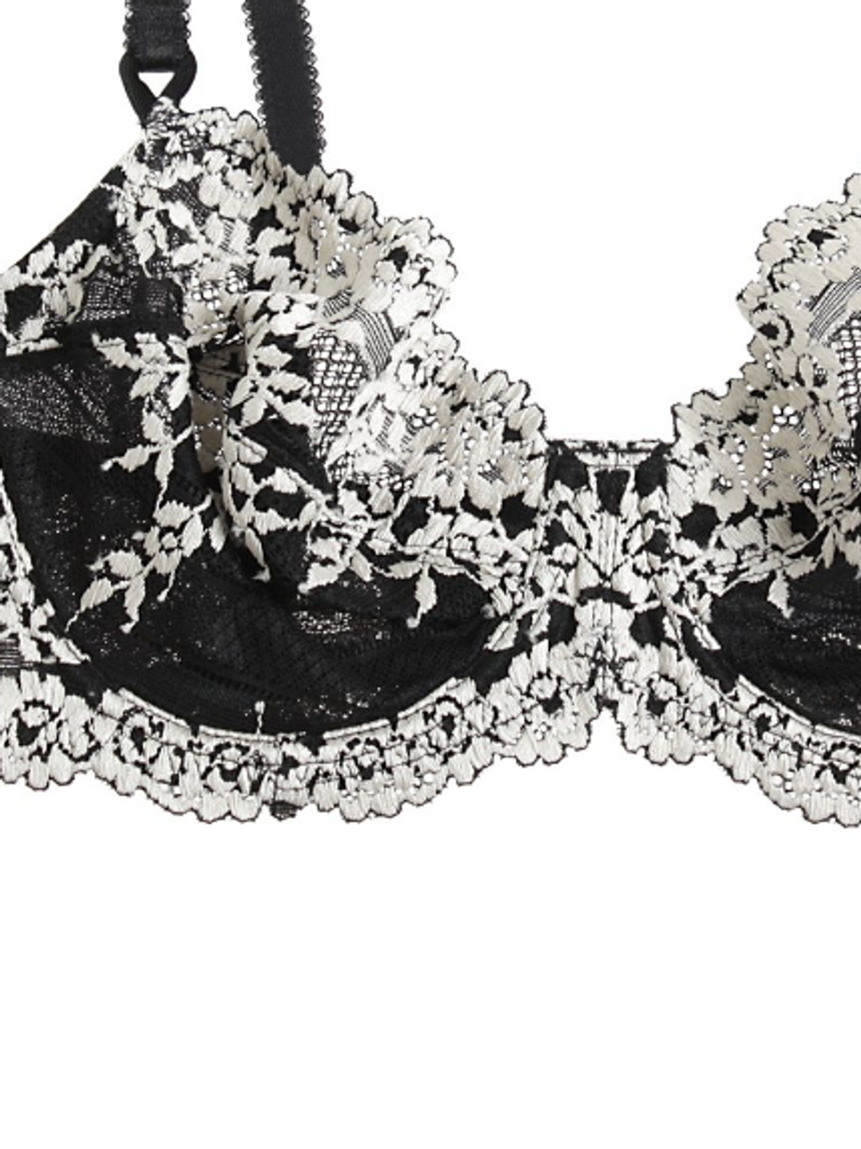 New underwired Stretchy floral Lace bra Black or White Marlon Lingerie