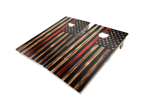 firefighter Wooden Flag Cornhole Board Set