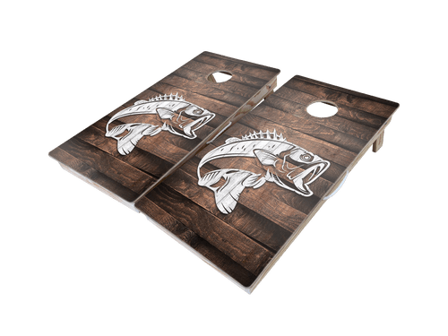 Barnwood Bass Cornhole Board Set