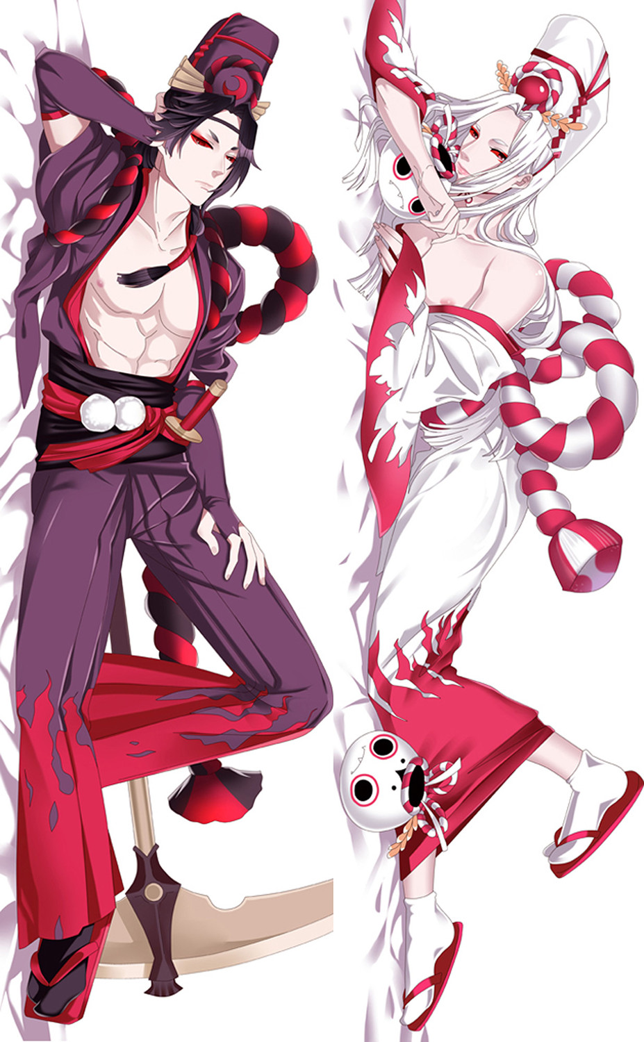 Shiro and Kuro Mujou (Onmyoji) Dakimakura Body Pillow Cover