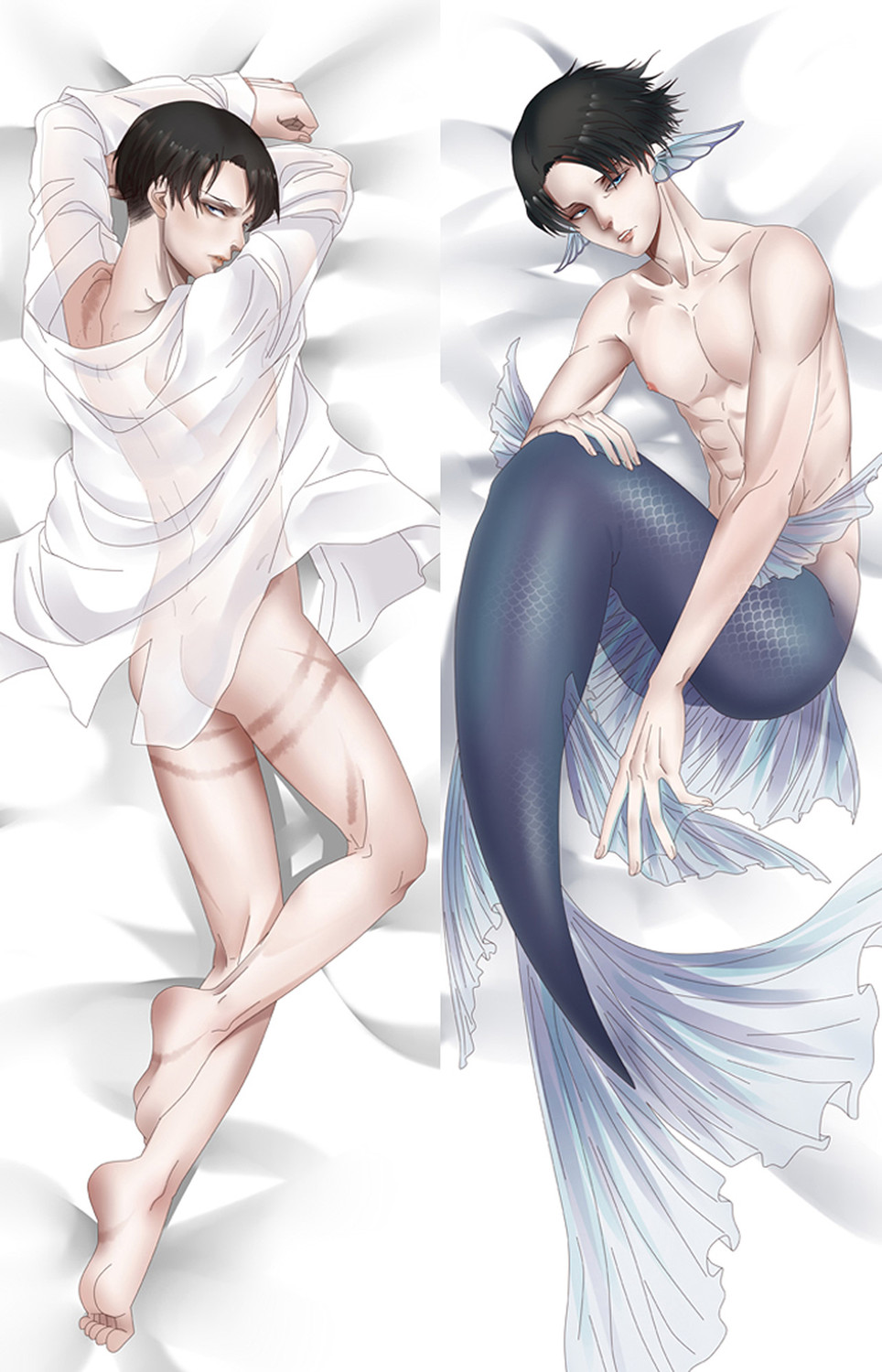 Merman Levi Ackerman (Attack on Titan) Dakimakura Body Pillow Cover