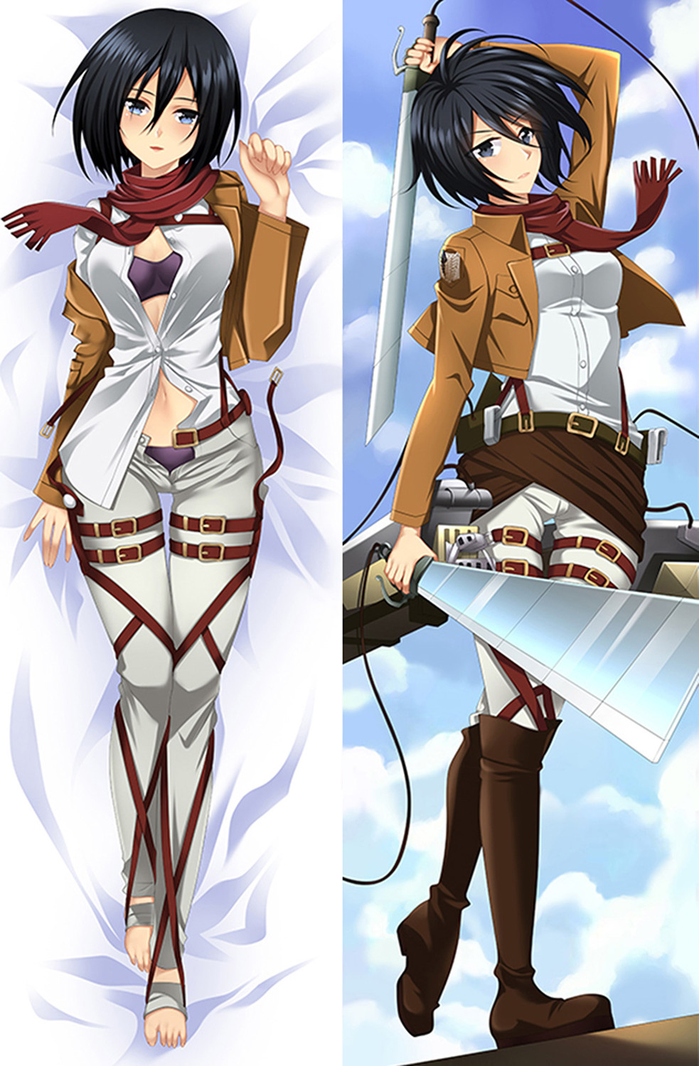 Mikasa Ackerman (Attack on Titan) Dakimakura Body Pillow Cover