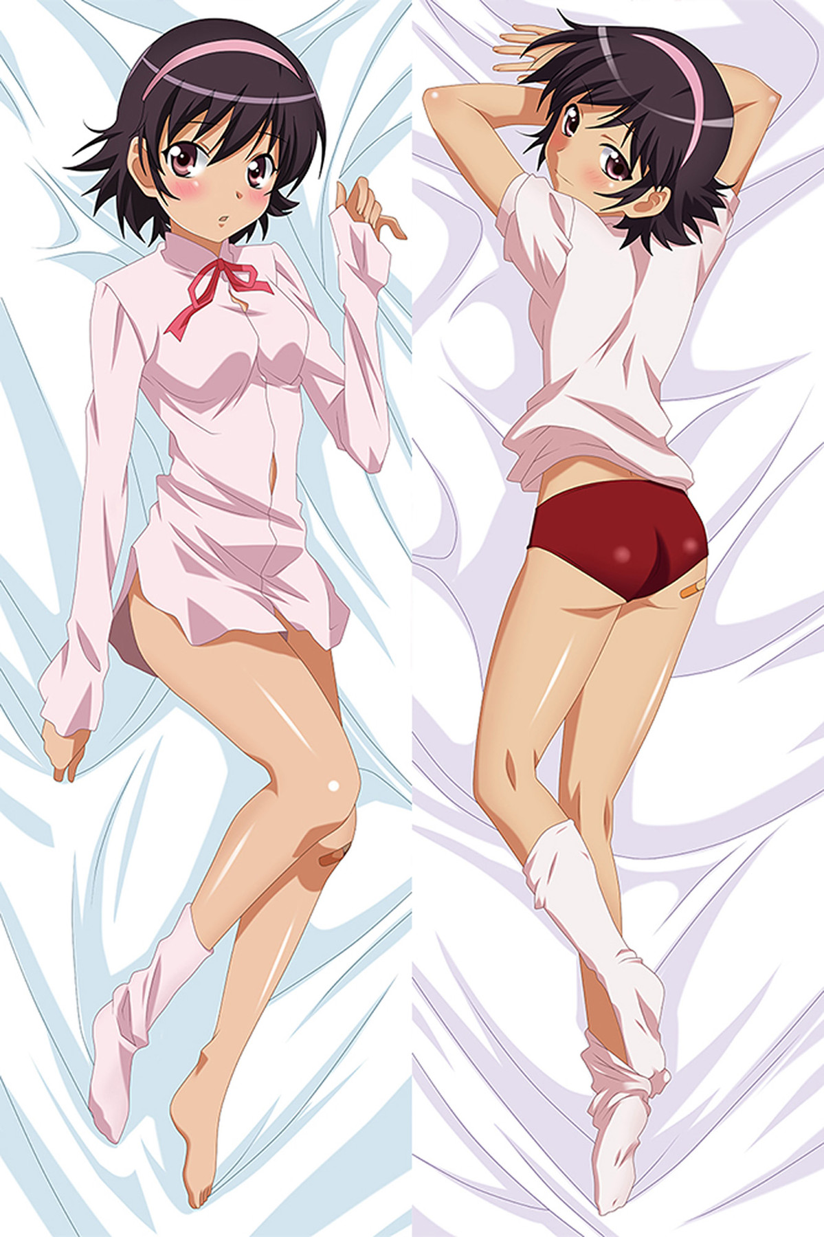 Ayumi Takahara with short dark hair and a pink headband, in pink clothing and a white top with red athletic shorts