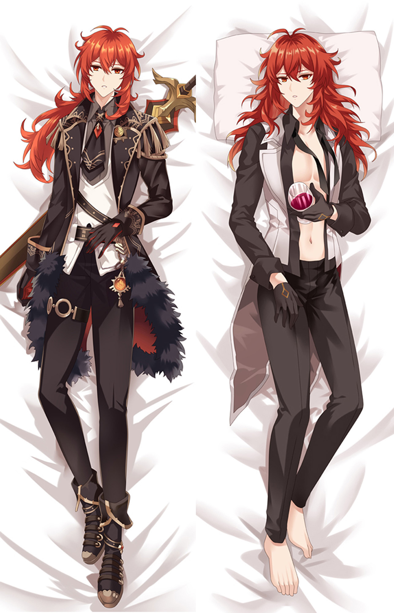 Diluc Ragnvindr from Genshin Impact dakimakura cover