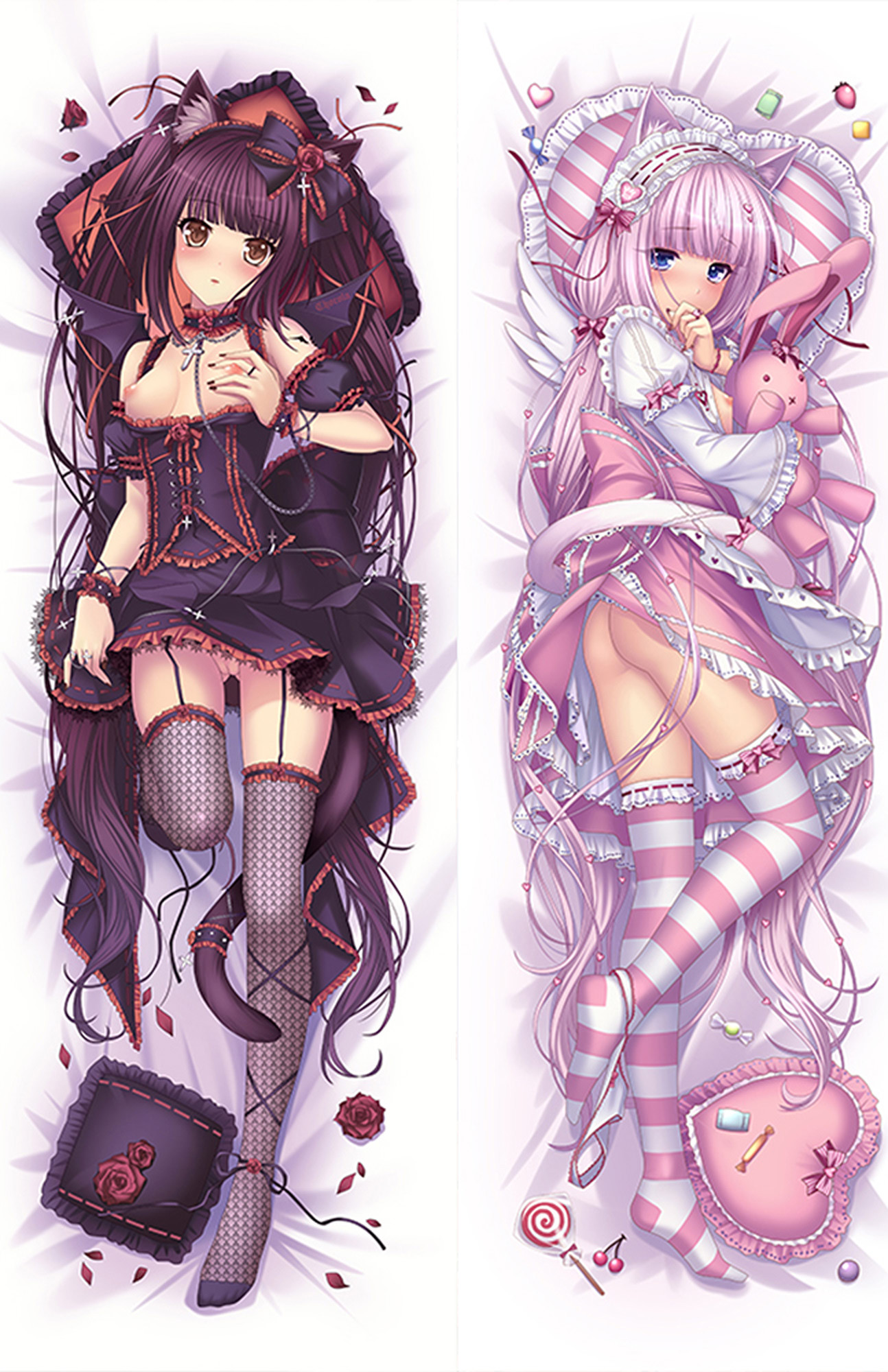 Chocola and Vanilla from "Nekopara" NSFW Uncensored Body Pillow Dakimakura Case