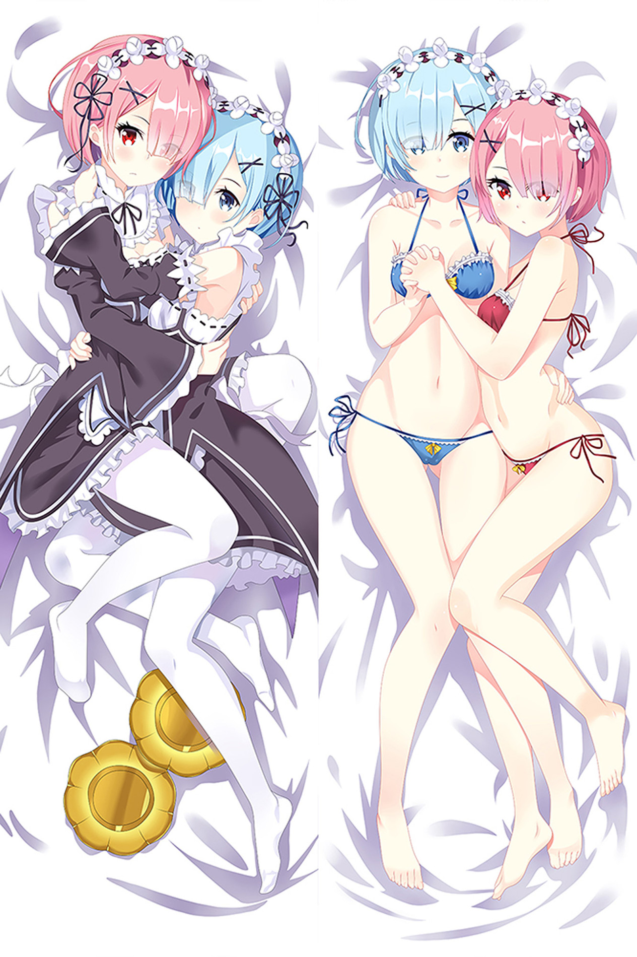 Rem and Ram (Re: Zero) Dakimakura Body Pillow Cover