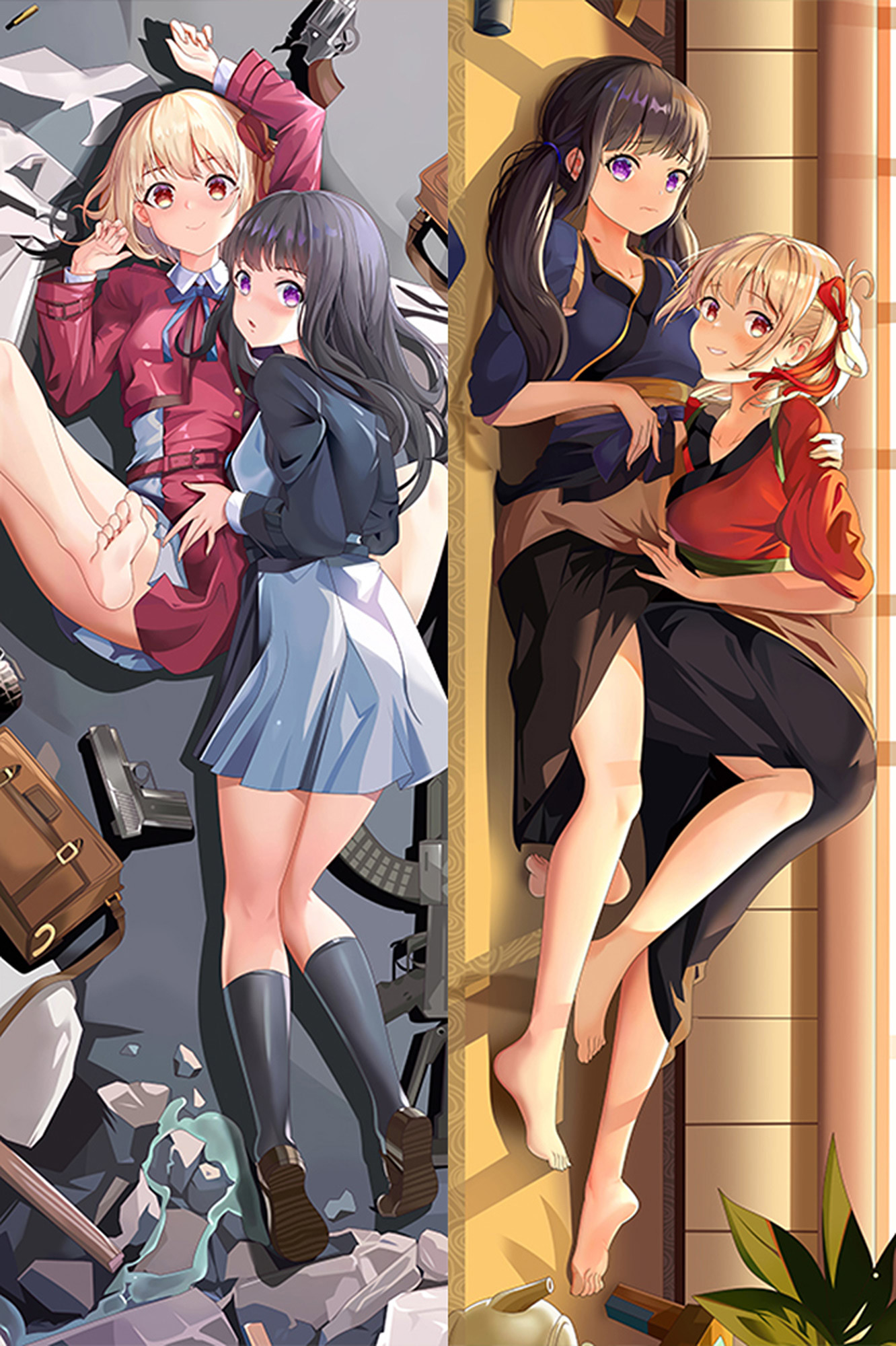 Chisato Nishikigi and Takina Inoue from Lycoris Recoil dakimakura cover