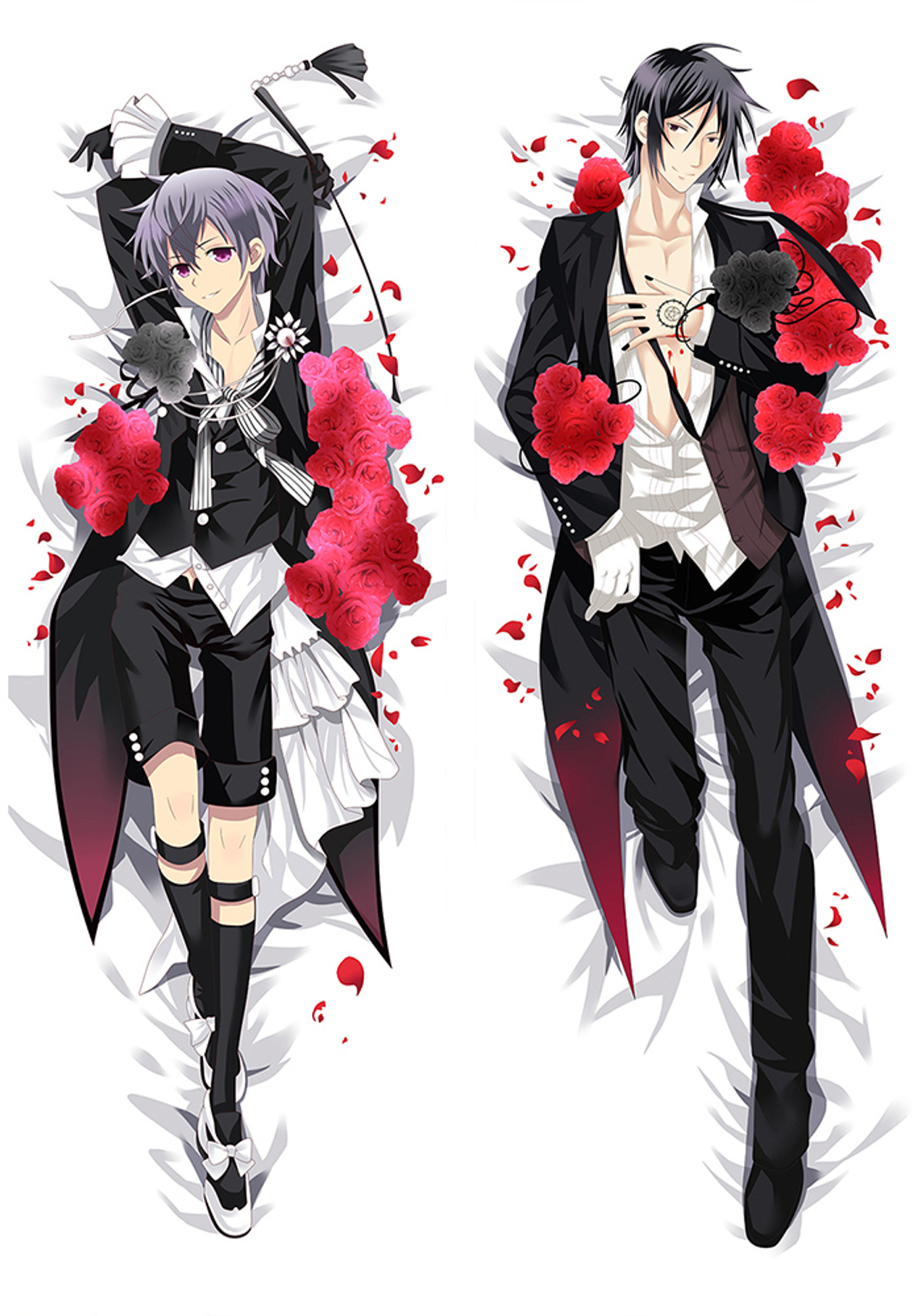 Ciel Phantomhive and Sebastian Michaelis from Black Butler dakimakura cover