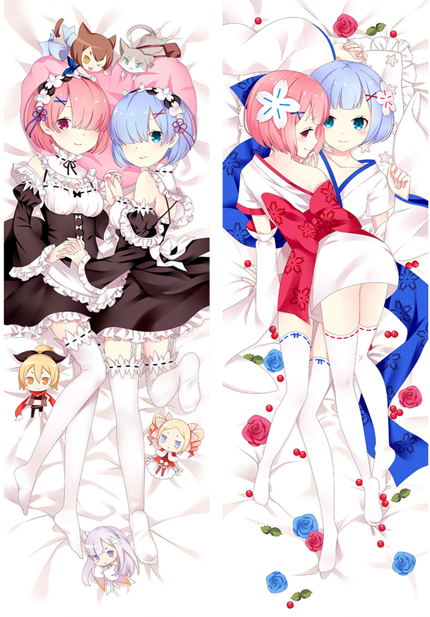Ram and Rem from Re: Zero dakimakura cover