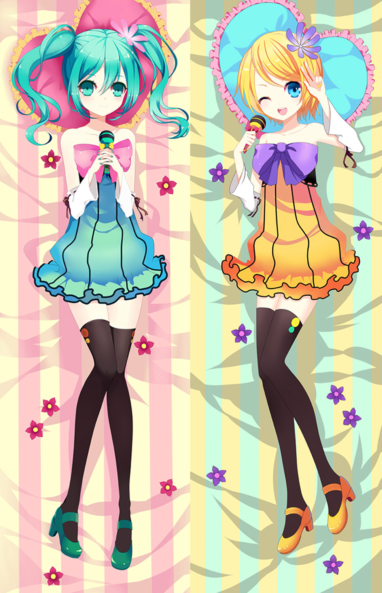 Hatsune Miku and Rin Kagamine from Vocaloid dakimakura cover