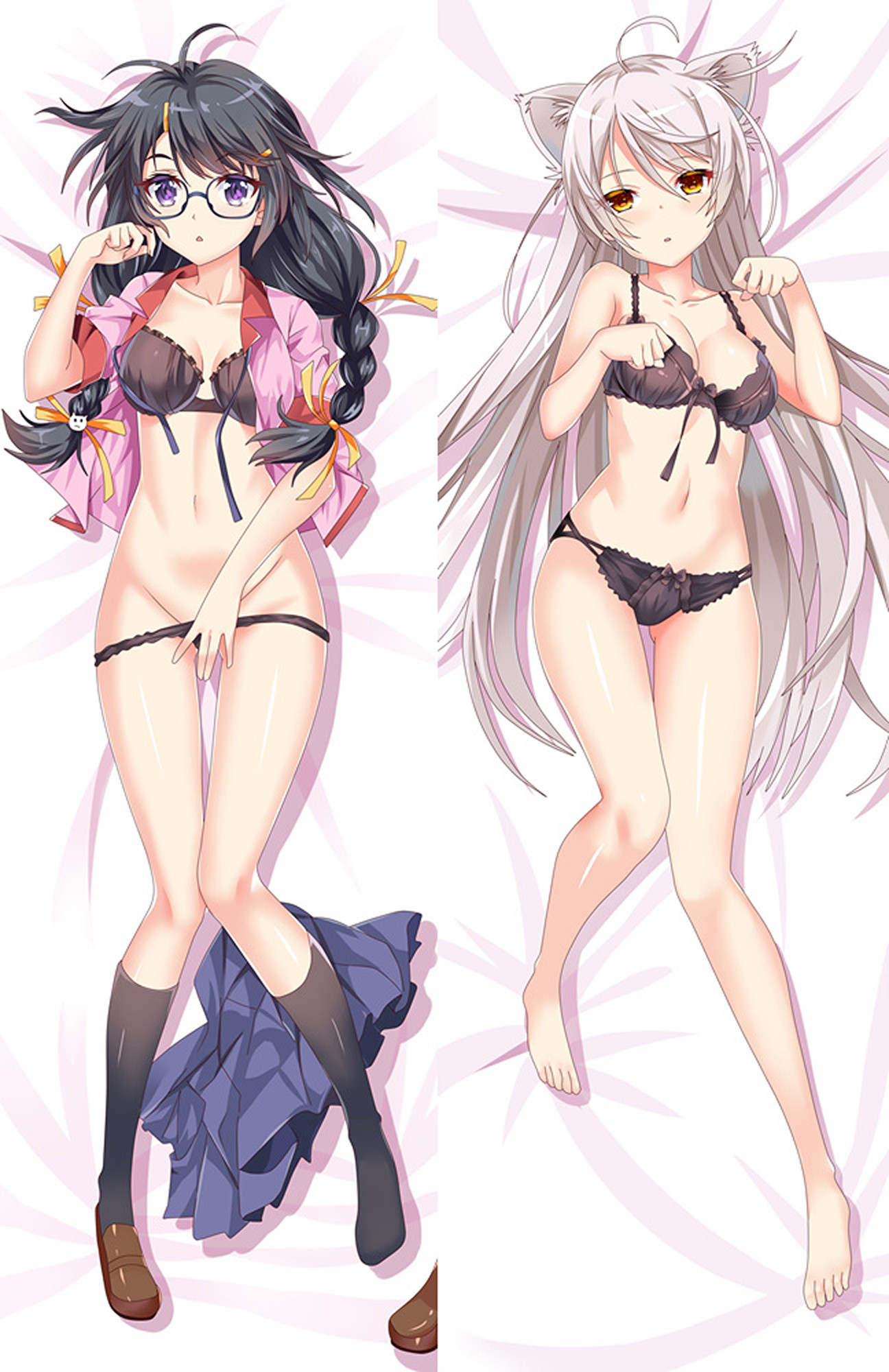 Tsubasa and Black Hanekawa from Bakemonogatari dakimakura cover