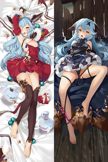 Ferry with blue hair, red holiday dress and navy frilled outfit