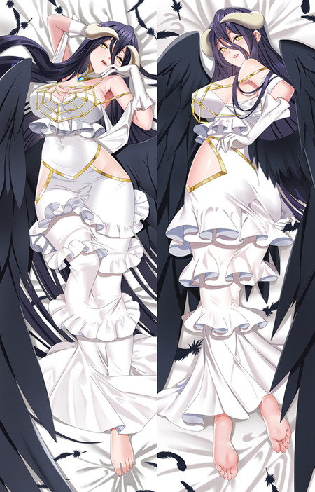 Albedo with ruffled white gown and long gloves.