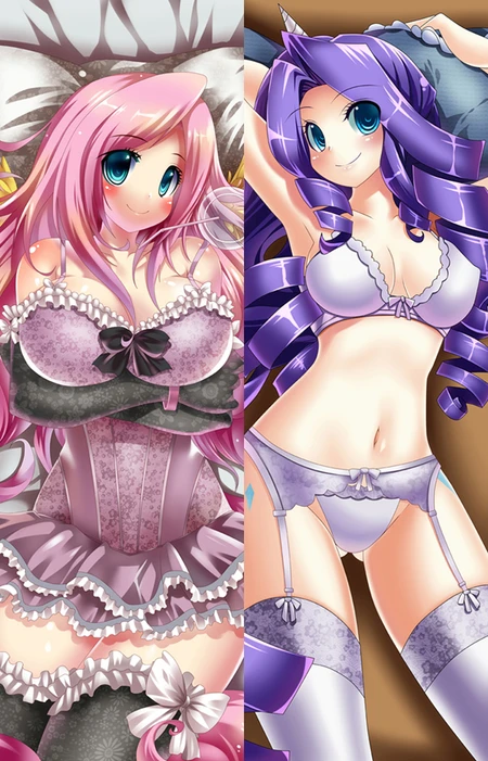 Fluttershy and Rarity Dakimakura Body Pillow Cover