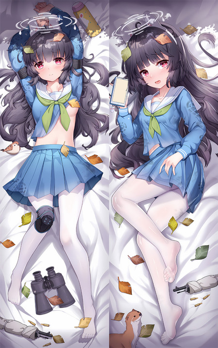 Kasumizawa Miyu dakimakura artwork: blue sailor uniform and autumn leaves.