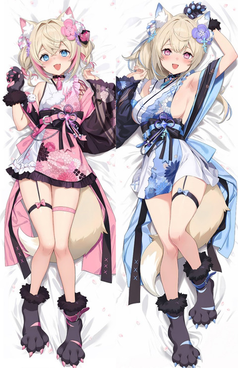 Mococo and Fuwawa Abyssgard Dakimakura Body Pillow Cover