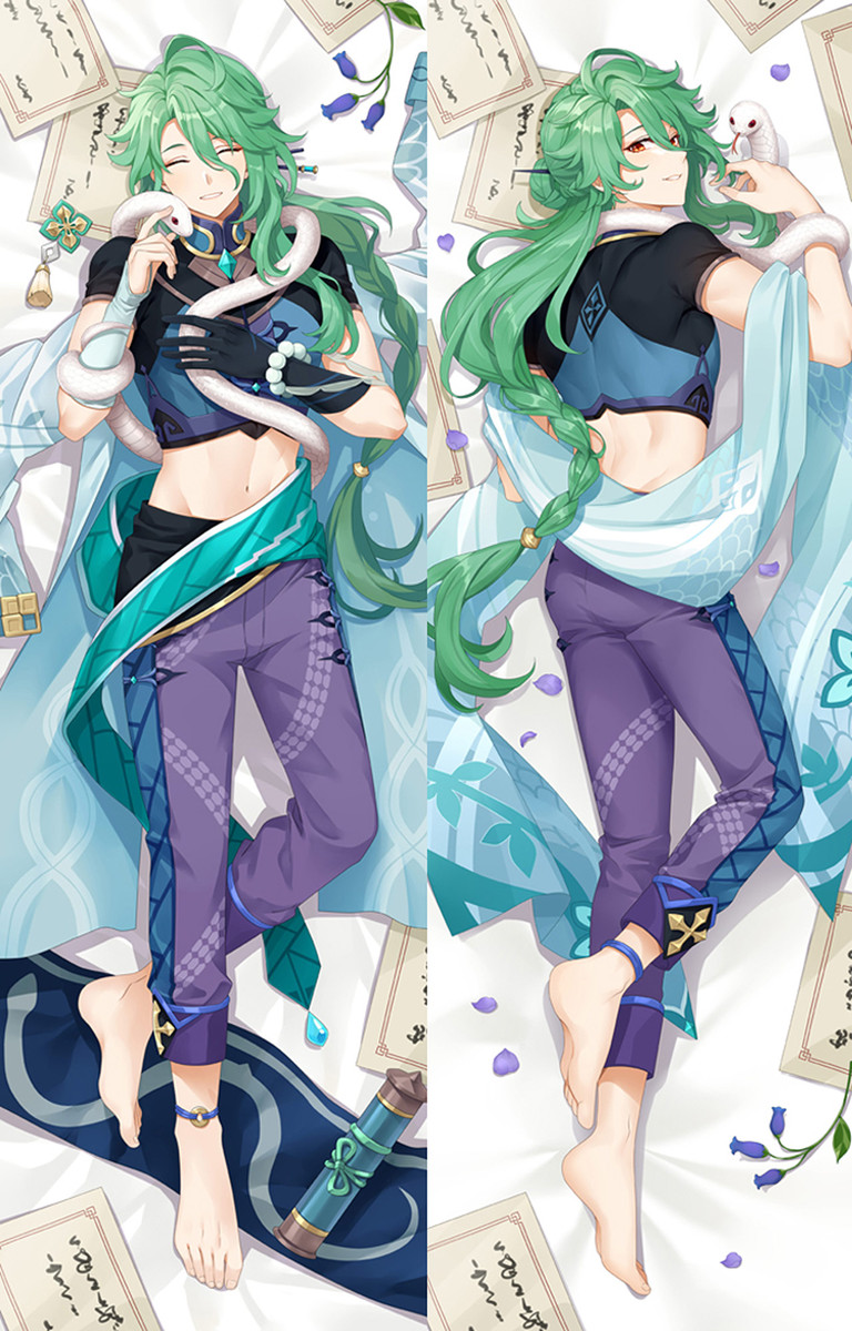 Funda de almohada corporal Dakimakura de Baizhu (Genshin Impact)