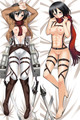Funda de almohada corporal Dakimakura de Mikasa Ackerman (Attack on Titan) 18+ NSFW Sin censura