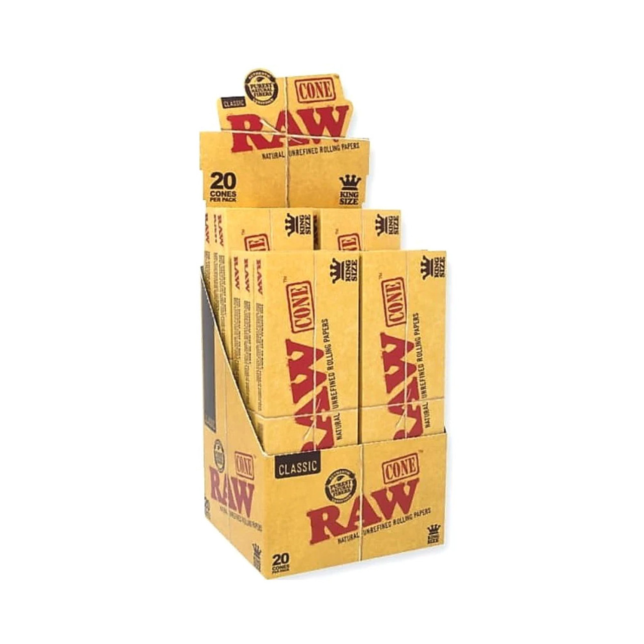 RAW CLASSIC KING CONE 20PK DISPLAY OF 12 (RAW158)