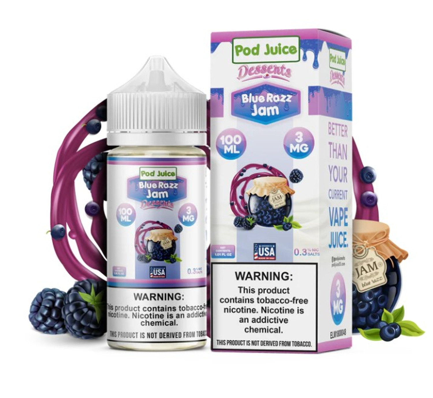 POD JUICE SYNTHETIC NICOTINE E-LIQUID 100ML