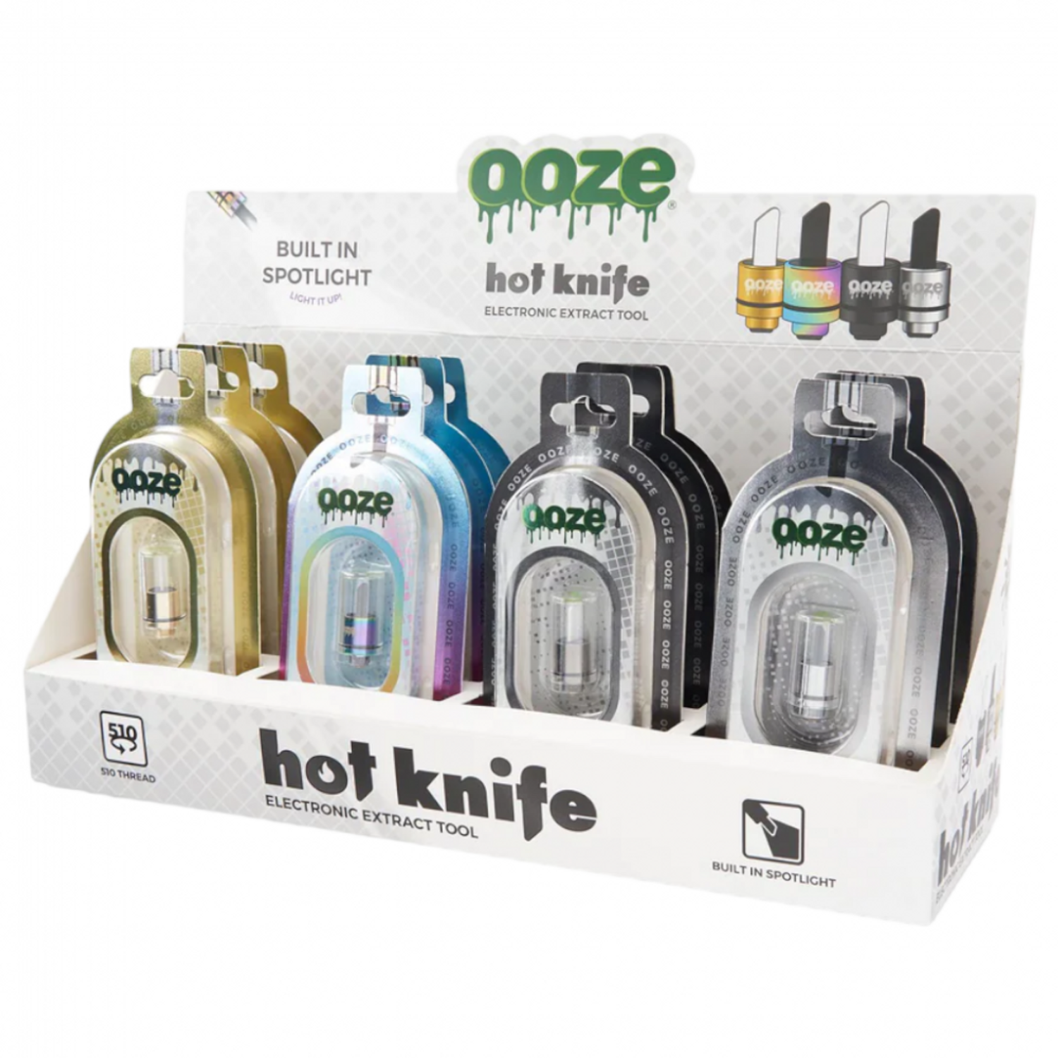 OOZE HOT KNIFE 2.0 ASSORTED COLORS ELECTRIC DAB TOOL ATTACHMENT DISPLAY OF  12