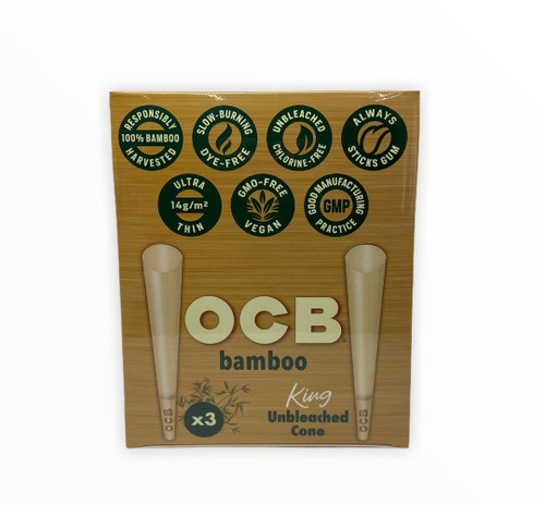 OCB BAMBOO UNBLEACHED CONE KING SIZE - 32 X 3 PACK