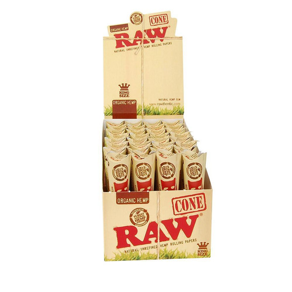 RAW ORGANIC CONES KING SIZE DISPLAY - 32CT (RAW-15)