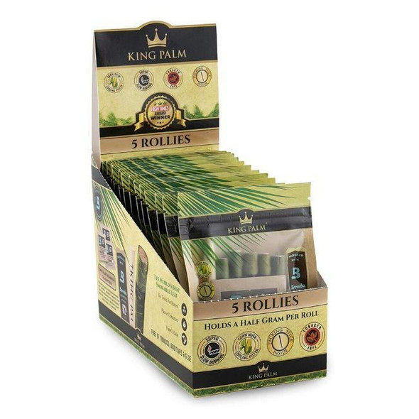 KING PALM - 5 ROLLIES PRE-ROLL POUCH WITH BOVEDA DIAPLAY OF 15