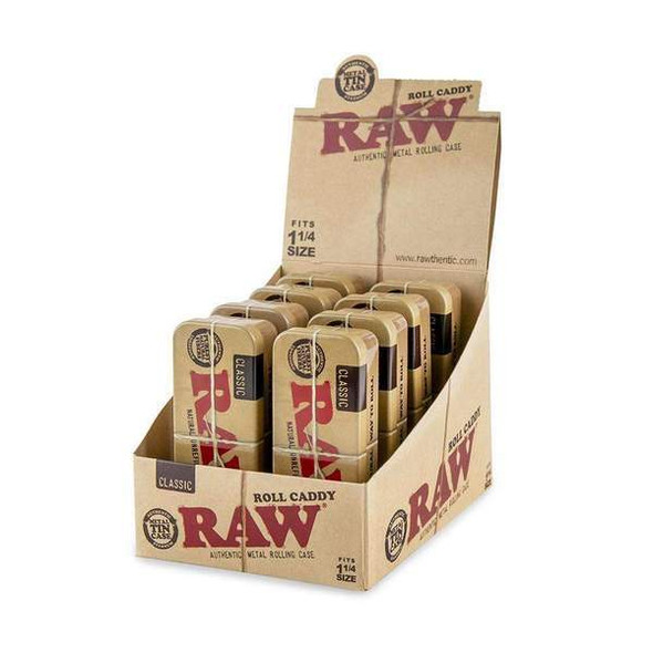 RAW CADDY METAL CASE FOR 1 1/4 PREROLLED CONES DISPLAY OF 8 (RAW-64)