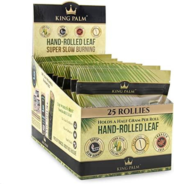 KING PALM - 25 ROLLIES PRE-ROLL POUCH DISPLAY OF 8