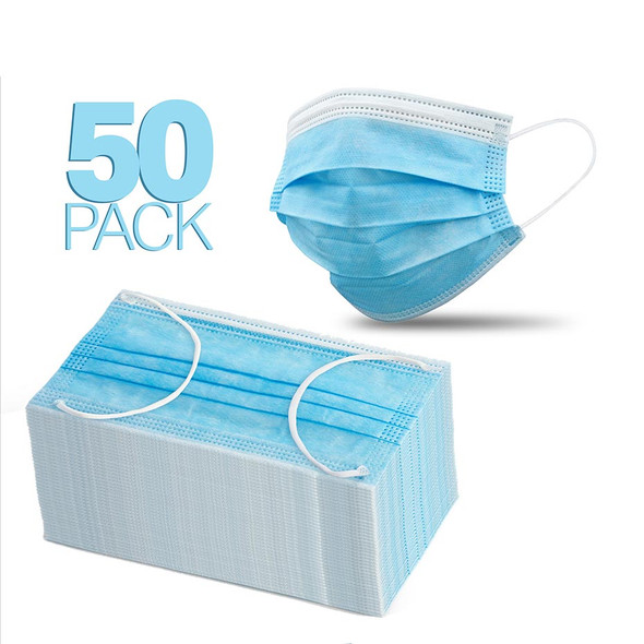 DISPOSABLE 3 LAYER FACE MASKS BOX OF 50