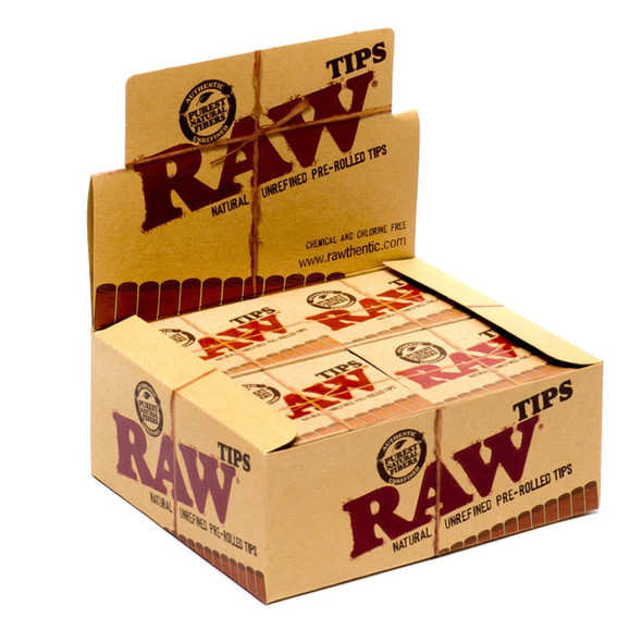 RAW TIPS NATURAL UNREFINED AUTHENTIC PRE-ROLLED TIPS 20 PER BOX (RAW-36)