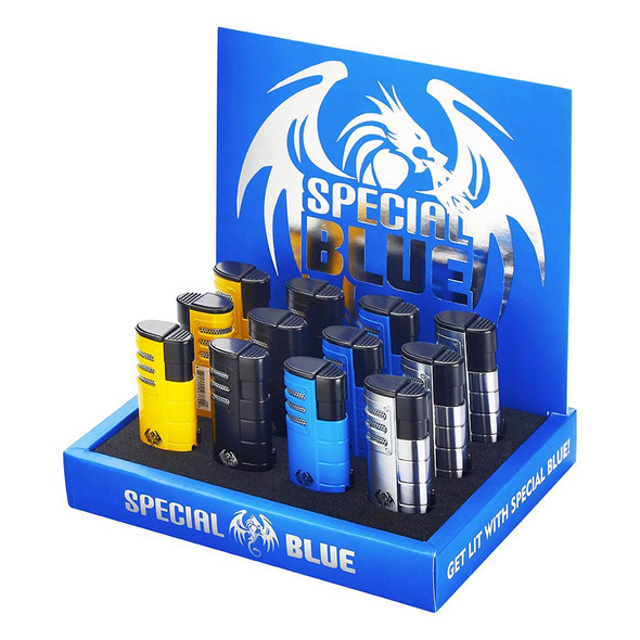 SPECIAL BLUE TRIPLE SHOT TORCH DISPLAY OF 12 (LT133M)