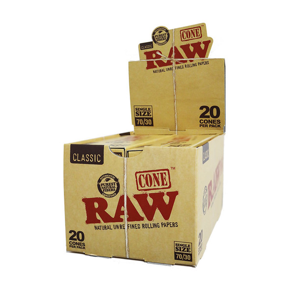 RAW CLASSIC SINGLE SIZE 70/30 CONES DISPLAY OF 12 (RAW-120)