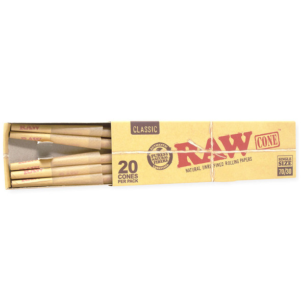 RAW CLASSIC SINGLE SIZE 70/30 CONES DISPLAY OF 12 (RAW-120)