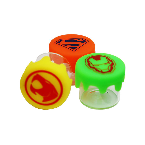HEROES GLASS/SILICONE DAB CONTAINERS DISPLAY OF 70