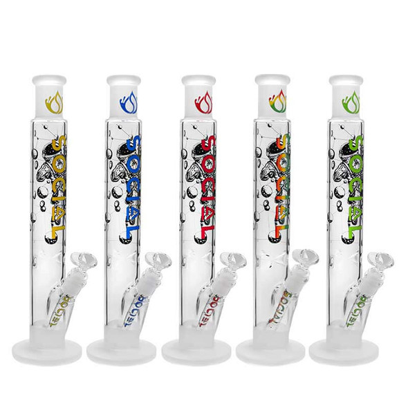 SOCIAL GLASS SPACE FROSTED MOUTH STRAIGHT WATERPIPE 15" (WP-276)