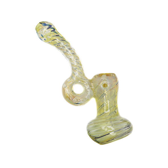 SILVER FUMED BUBBLER WITH DONUT HAND PIPE 6" (HP-113)