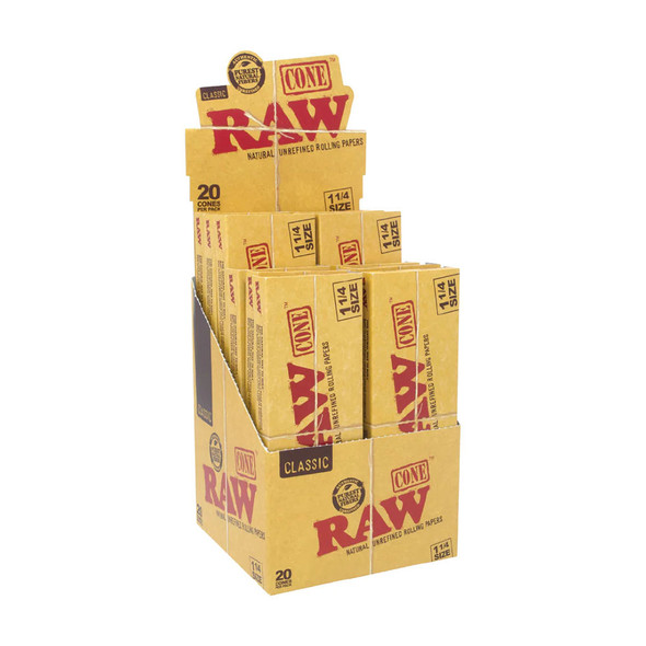 RAW CLASSIC 1-1/4 CONE 20PK DISPLAY OF 12 (RAW-145)