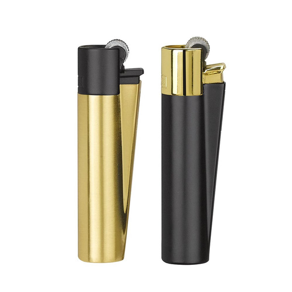 CLIPPER METAL MATTE BLACK & GOLD LIGHTER DISPLAY OF 12 (CLIPPER-35)