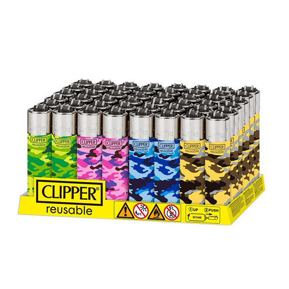 CLIPPER CAMO EDITION LIGHTER DISPLAY OF 48 (CLIPPER-48)