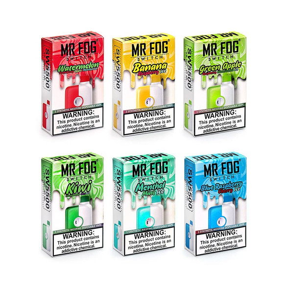 MR FOG SWITCH 5500 PUFF DISPOSABLE VAPE DISPLAY OF 6