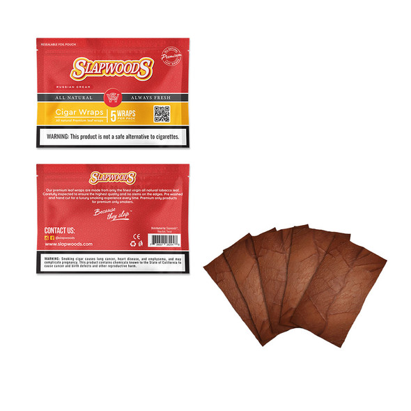 SLAPWOODS ALL NATURAL CIGAR WRAPS DISPLAY OF 10 (5PK)