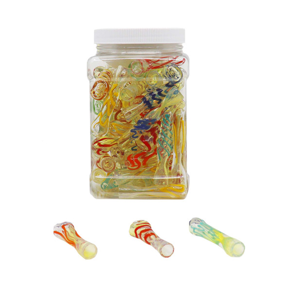 2.5" MIXED DESIGNS GLASS CHILLUM JAR OF 60 (JAR-23)