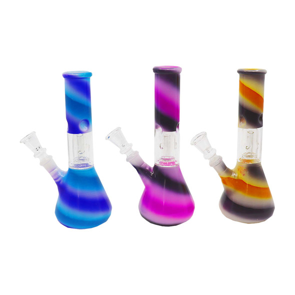 SPIRAL COLOR STRIPE DOME PERC WATERPIPE 8" (WP-1)