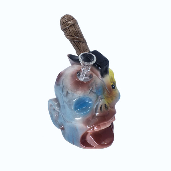 7.5" CERAMIC SCARY SKULL WATER PIPE (WP-63)