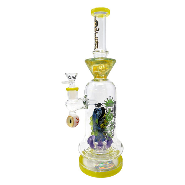 BIIGO GLASS 13.5" GLASS MONSTER DRIP EYE PERC WATER PIPE BY LOOKAH (WP-335)