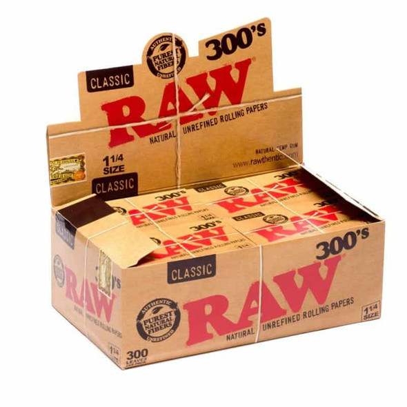 RAW 300's UNREFINED ROLLING PAPERS 1 1/4 - 20CT (RAW-35)