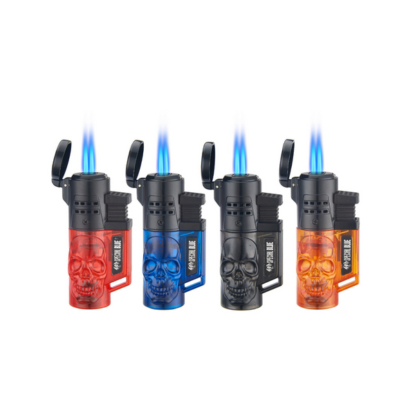 SPECIAL BLUE SKULL 4 FLAMES TORCH DISPLAY OF 12